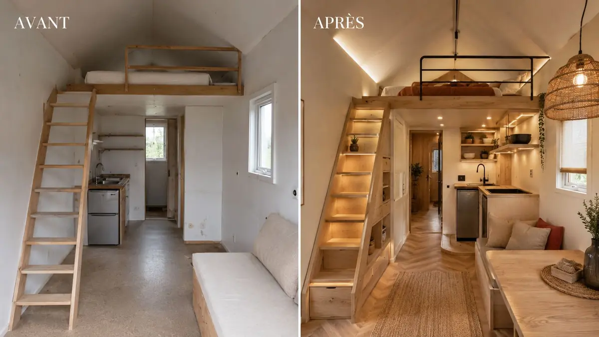 Illustration conceptuelle d’un aménagement de tiny house